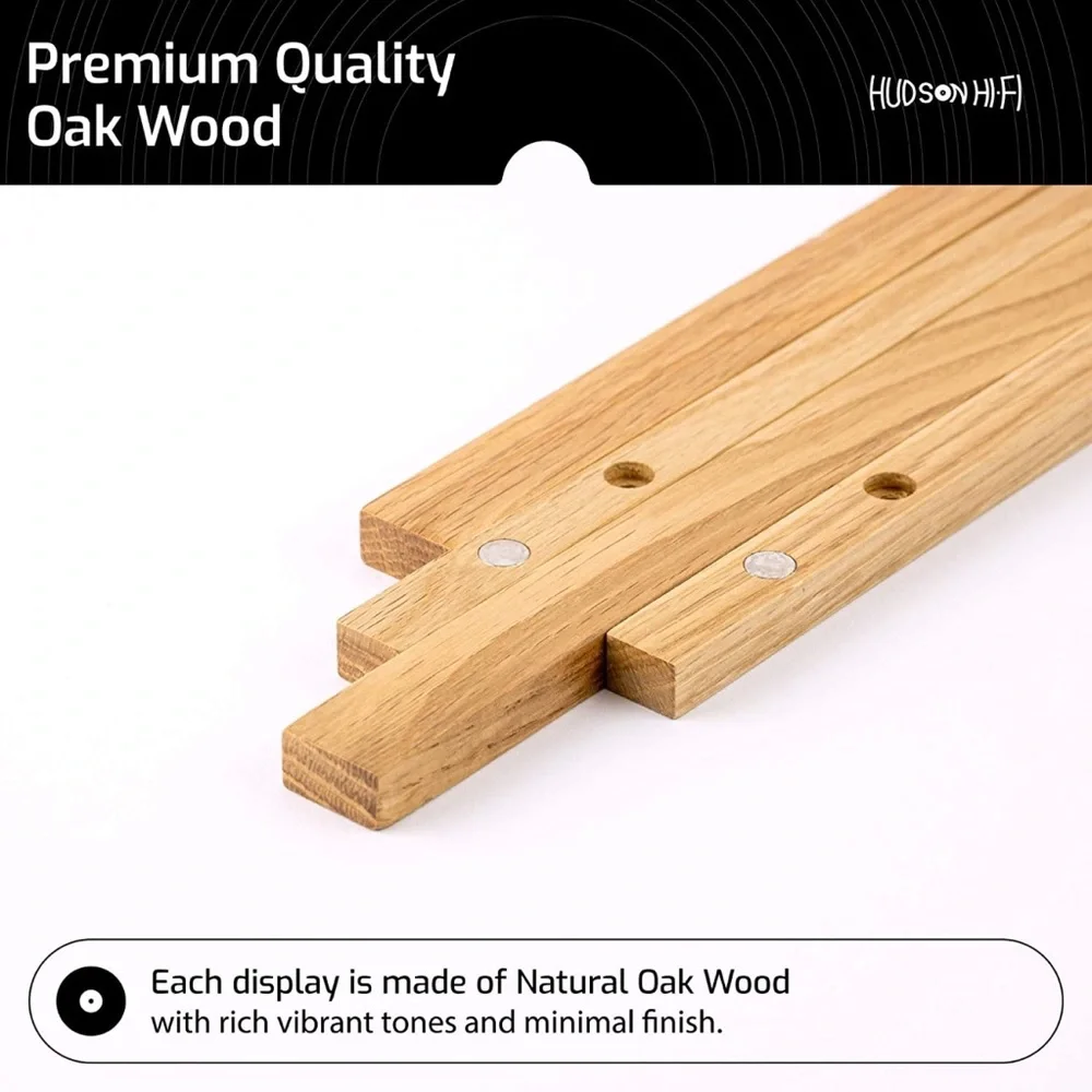 Modular LP Vinyl Record Wall Mount Display System Shelf Magnetic Holder Oak Wood